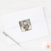 Schattigee kerst kat sneeuwman Waterverf grillig Vierkante Sticker (Envelop)