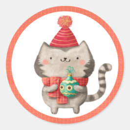 Schattigee kerst kat Stickers