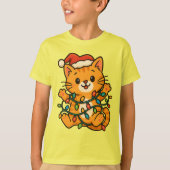 Schattigee Kerst Kat T-shirt voor Kinderen (Voorkant)