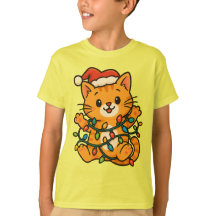 Schattigee Kerst Kat T-shirt voor Kinderen
