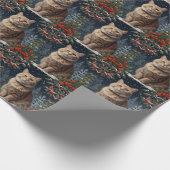 Schattigee kerst kat wintervakantie groen cadeaupapier (Hoek)