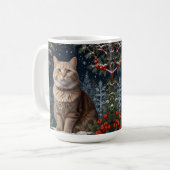 Schattigee kerst kat wintervakantie groen koffiemok (Voorkant links)