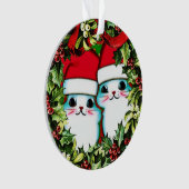 Schattigee Kerst Katten in Krans Acryl Ornament (voorkant)