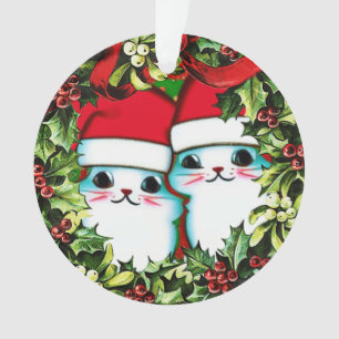 Schattigee Kerst Katten in Krans Acryl Ornament