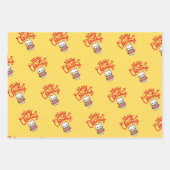Schattigee Kerst Kawaii Kitten op Gele Achtergrond Inpakpapier Vel (Voorkant 3)
