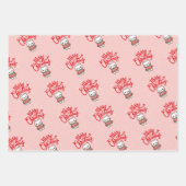 Schattigee Kerst Kawaii Kitten op Rode Achtergrond Inpakpapier Vel (Voorkant 3)