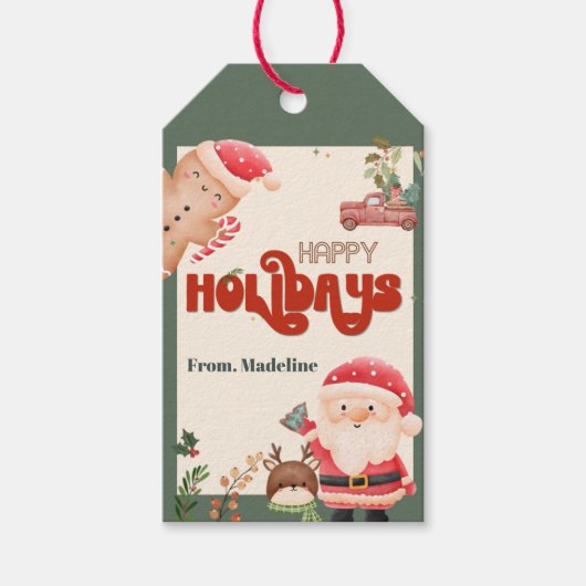 Schattigee kerst kinder kerstvakantie feestuitnodi cadeaulabel (Voorkant)