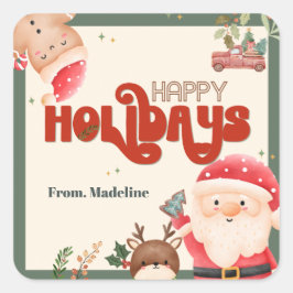 Schattigee kerst kinder kerstvakantie feestuitnodi vierkante sticker