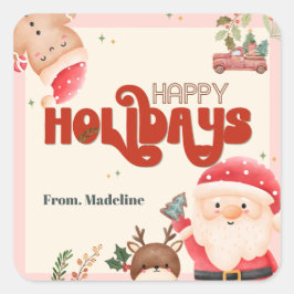 Schattigee kerst kinder kerstvakantie feestuitnodi vierkante sticker