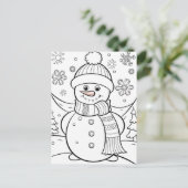 Schattigee Kerst kinder kleuren Sneeuwman Briefkaart (Staand voorkant)