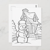 Schattigee Kerst kinder kleuren Sneeuwman Briefkaart (Voorkant / Achterkant)
