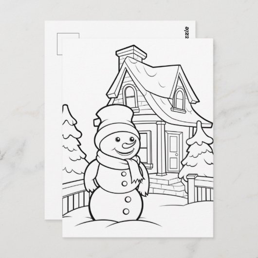 Schattigee Kerst kinder kleuren Sneeuwman Briefkaart (Voorkant / Achterkant)