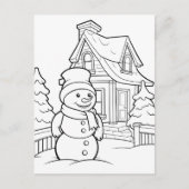 Schattigee Kerst kinder kleuren Sneeuwman Briefkaart (Voorkant)