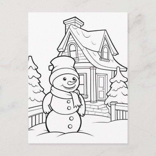 Schattigee Kerst kinder kleuren Sneeuwman Briefkaart (Voorkant)