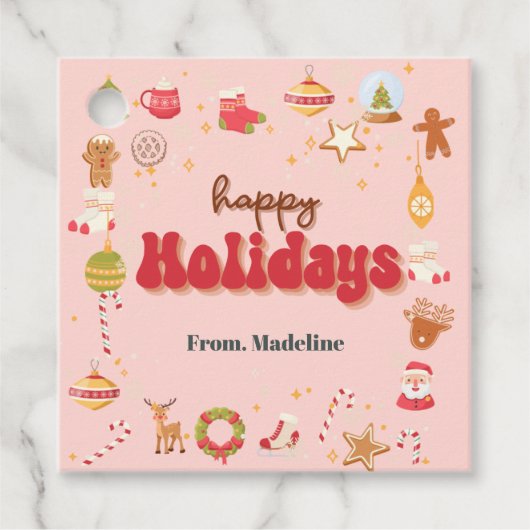 Schattigee kerst kinder vakantie feestuitnodiging bedankjes labels (Voorkant)