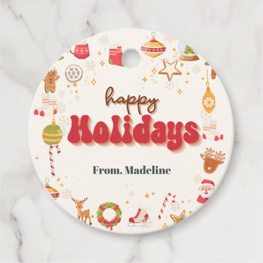 Schattigee kerst kinder vakantie feestuitnodiging bedankjes labels (Voorkant)