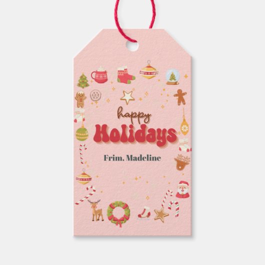 Schattigee kerst kinder vakantie feestuitnodiging cadeaulabel (Voorkant)