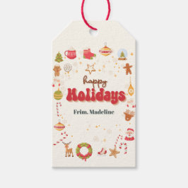 Schattigee kerst kinder vakantie feestuitnodiging cadeaulabel