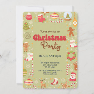 Schattigee kerst kinder vakantie feestuitnodiging kaart