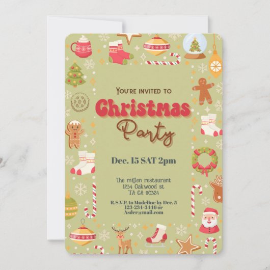 Schattigee kerst kinder vakantie feestuitnodiging kaart (Voorkant)