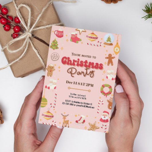 Schattigee kerst kinder vakantie feestuitnodiging kaart