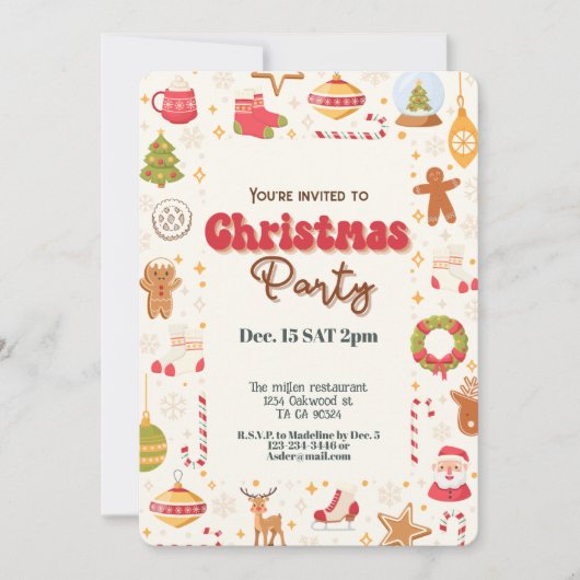 Schattigee kerst kinder vakantie feestuitnodiging kaart (Voorkant)