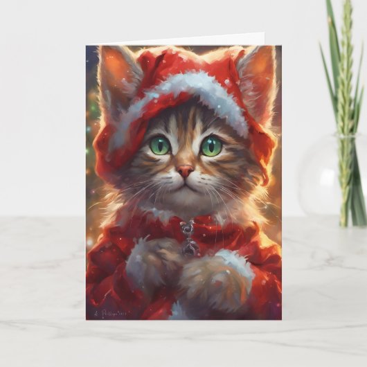 Schattigee Kerst Kitten Art kaart (Voorkant)