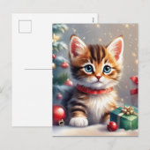 Schattigee kerst kitten blanke kerst feestdagenkaart (Voorkant / Achterkant)