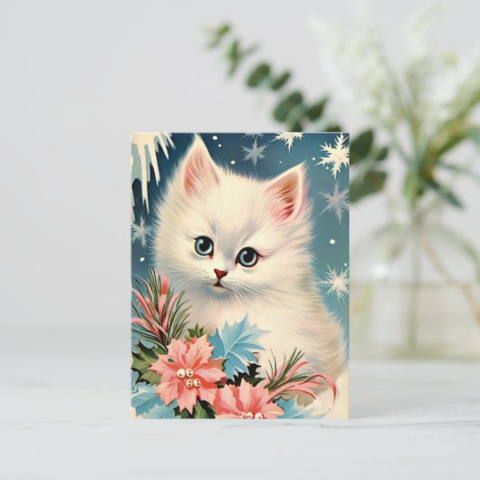 Schattigee Kerst  Kitten Briefkaart | Schattig (Staand voorkant)