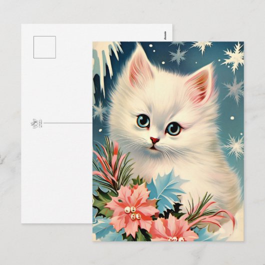 Schattigee Kerst  Kitten Briefkaart | Schattig (Voorkant / Achterkant)