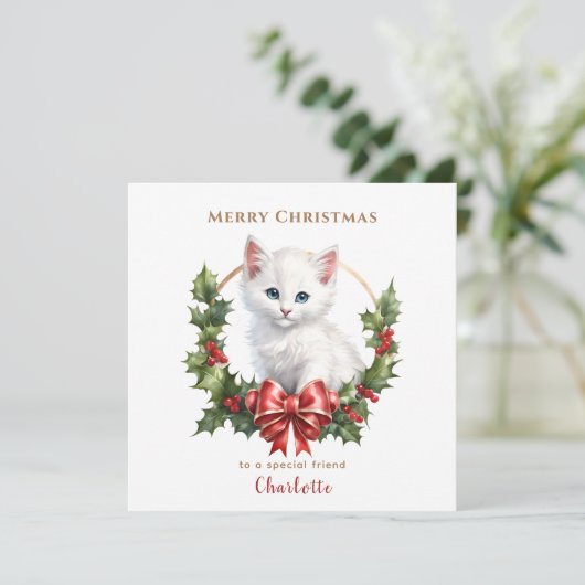 Schattigee Kerst Kitten Kat Liefhebber Christmas K Kaart (Staand voorkant)