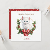 Schattigee Kerst Kitten Kat Liefhebber Christmas K Kaart (Voorkant / Achterkant in situ)