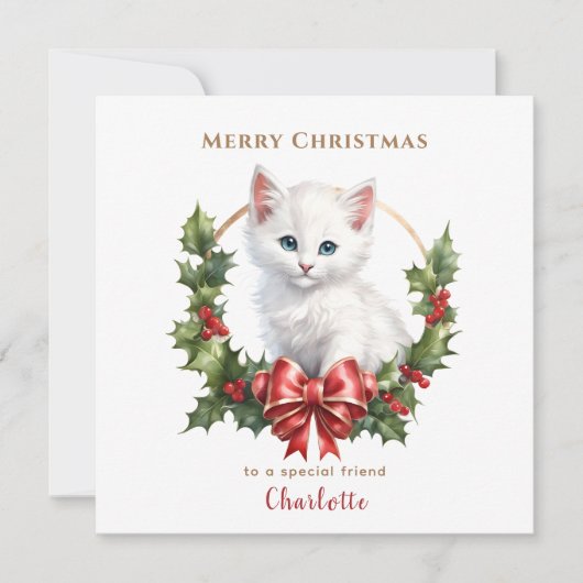 Schattigee Kerst Kitten Kat Liefhebber Christmas K Kaart (Voorkant)