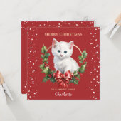Schattigee kerst kitten rode kat liefhebber kerst  kaart (Voorkant / Achterkant in situ)