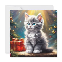 Schattigee Kerst Kitten Square Kaart