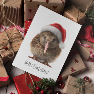 Schattigee kerst kiwi, op maat briefkaart
