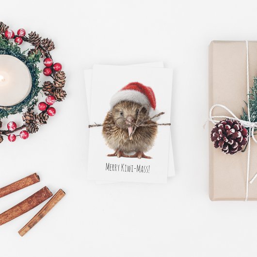 Schattigee kerst kiwi, op maat briefkaart