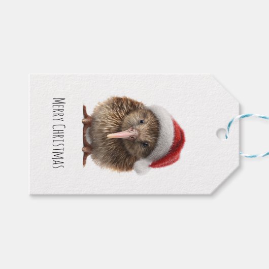 Schattigee kerst kiwi, op maat cadeaulabel (Voorkant (Horizontaal))