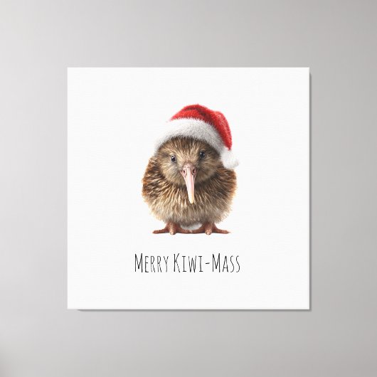 Schattigee kerst kiwi, op maat canvas afdruk (Voorkant)