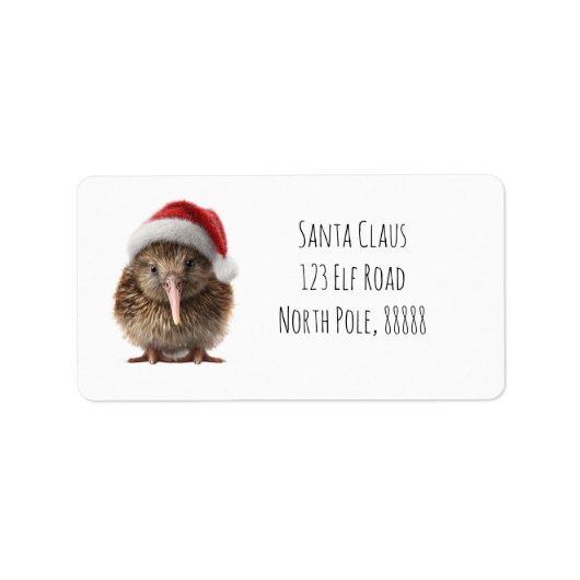 Schattigee kerst kiwi, op maat etiket (Voorkant)