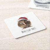 Schattigee kerst kiwi, op maat kartonnen onderzetters (Schuin)