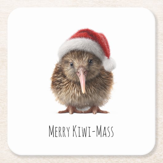 Schattigee kerst kiwi, op maat kartonnen onderzetters (Voorkant)