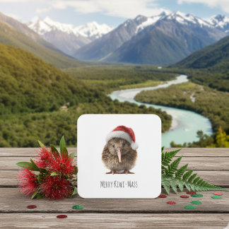 Schattigee kerst kiwi, op maat kartonnen onderzetters