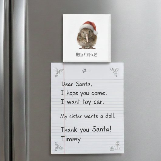 Schattigee kerst kiwi, op maat magneet