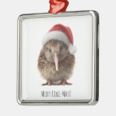 Schattigee kerst kiwi, op maat metalen ornament (Links)
