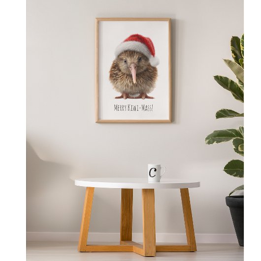 Schattigee kerst kiwi, op maat poster