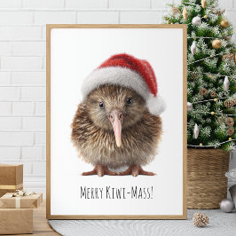 Schattigee kerst kiwi, op maat poster