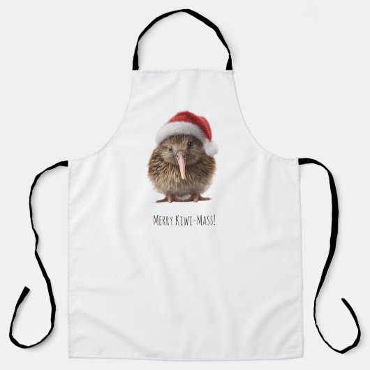 Schattigee kerst kiwi, op maat schort (Voorkant)