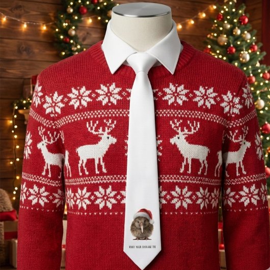 Schattigee kerst kiwi, op maat stropdas