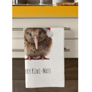 Schattigee kerst kiwi, op maat theedoek